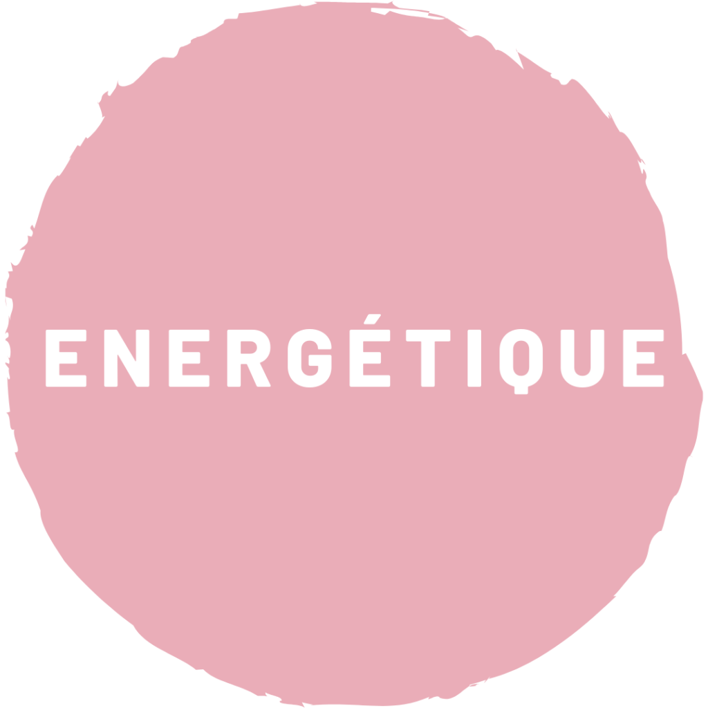 Vignette énergétique rose foncé texte blanc